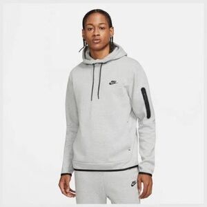 Nike Men's Light Gray Hoodie with Black Accents